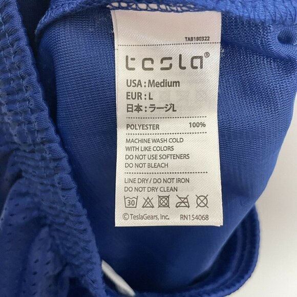 TSLA Tesla Blue Mesh Shorts Perfomance Training Hyper Dri Boys Size Medium - Picture 5 of 6